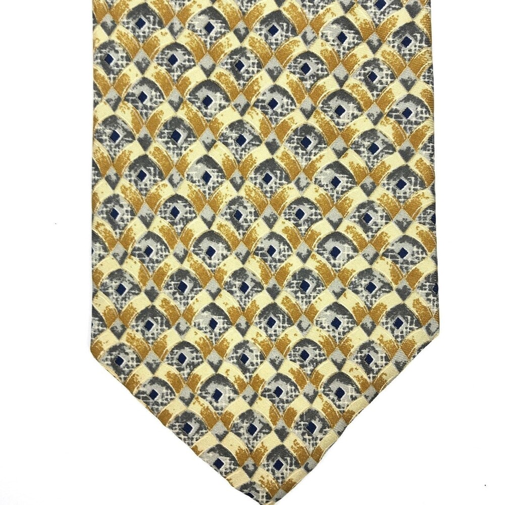 Barrington Men's 100% Silk Yellow Gray Foulard Business Office Necktie 58"